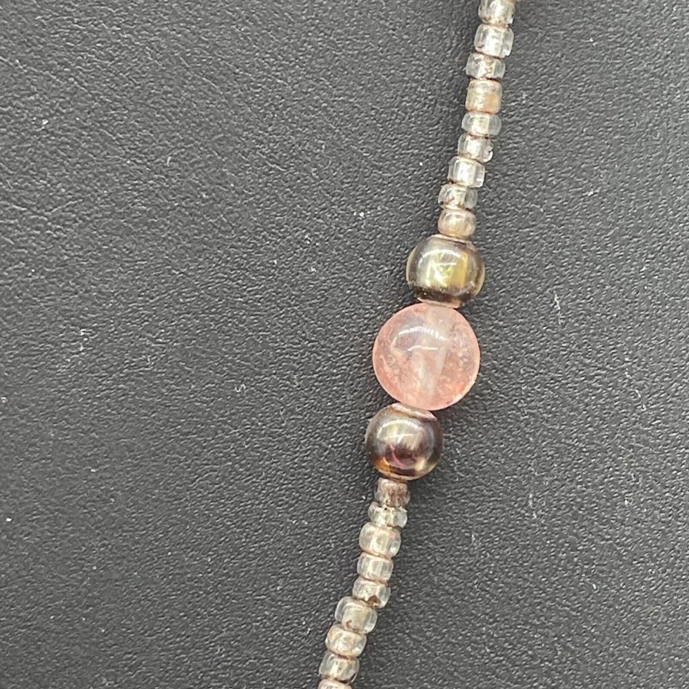 925 Sterling Silver Stone and Beaded Pendant Necklace Adjustable 20 inches - Picture 7 of 8